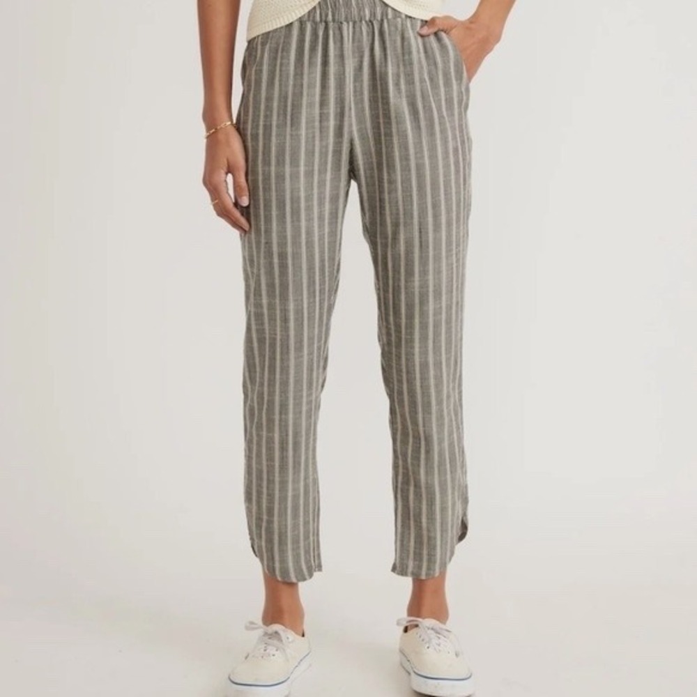 Marine Layer Allison Pants in Gray Stripes Size Medium Coastal Minimalist